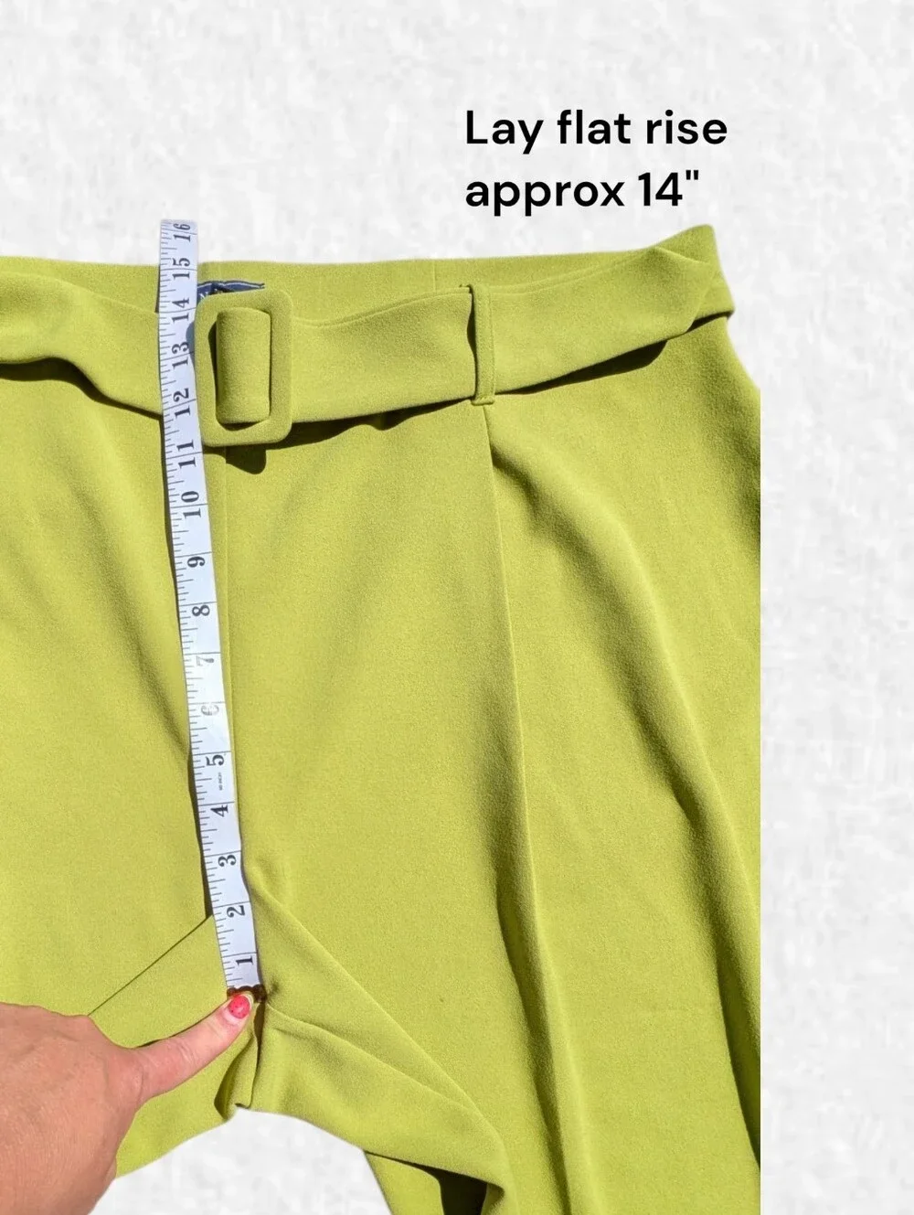 New York Company Plus Size 22: High-Rise Belted Crop Dress Pants in Lime Green - Picture 6 of 7